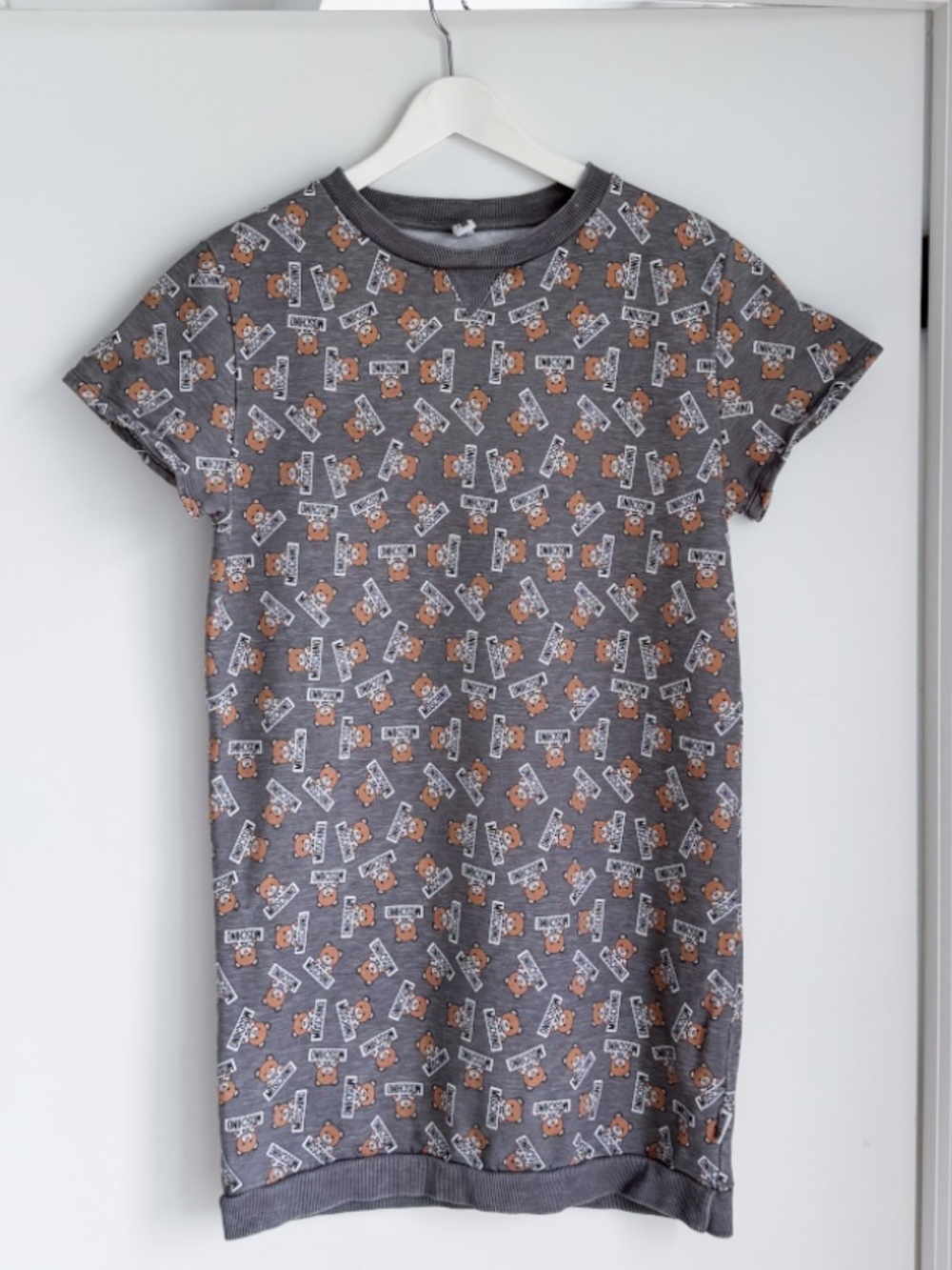 Moschino Underwear Teddy Bear Sweatshirt Dress Fleece Grey Graphic XXS